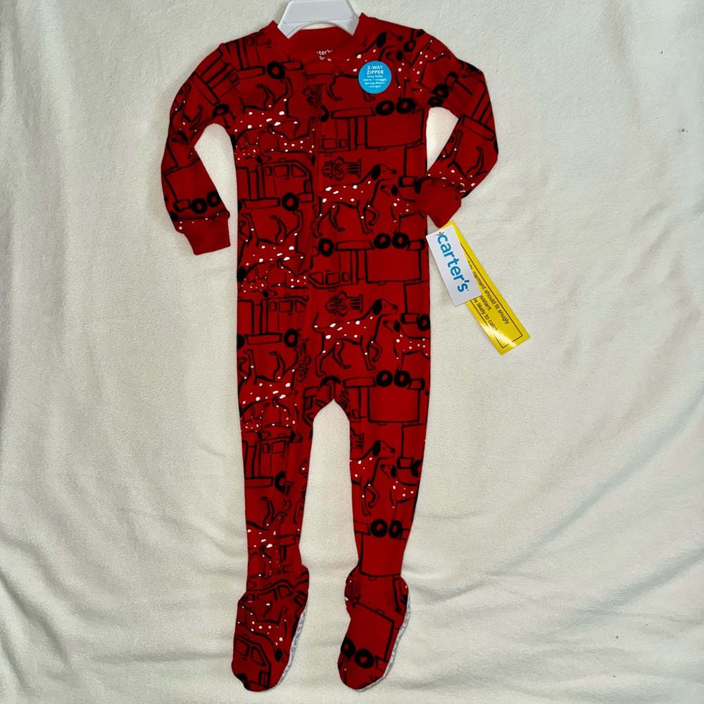 Adorable Baby 1-Piece 100% Snug Fit Cotton Footed firetruck 👨‍🚒 pajamas #2